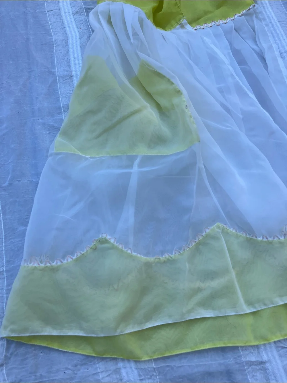 Sheer white apron with fluorescent yellow trim 1950’s vintage